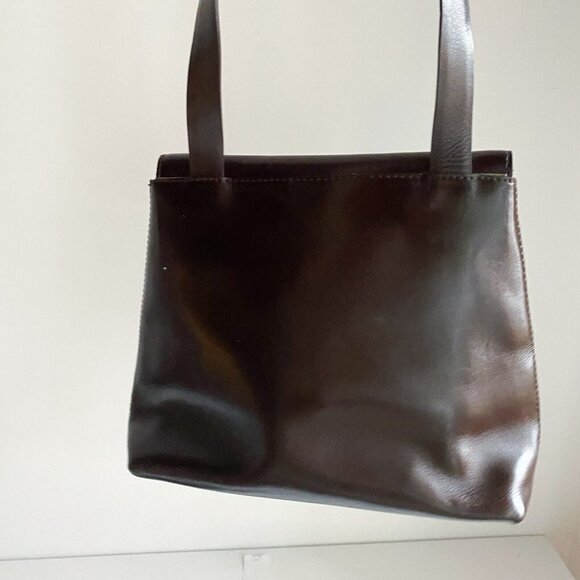 Vintage Kenneth  Cole New York 90s Minimalist Dark Chocolate Brown Shoulder Bag - Picture 7 of 12